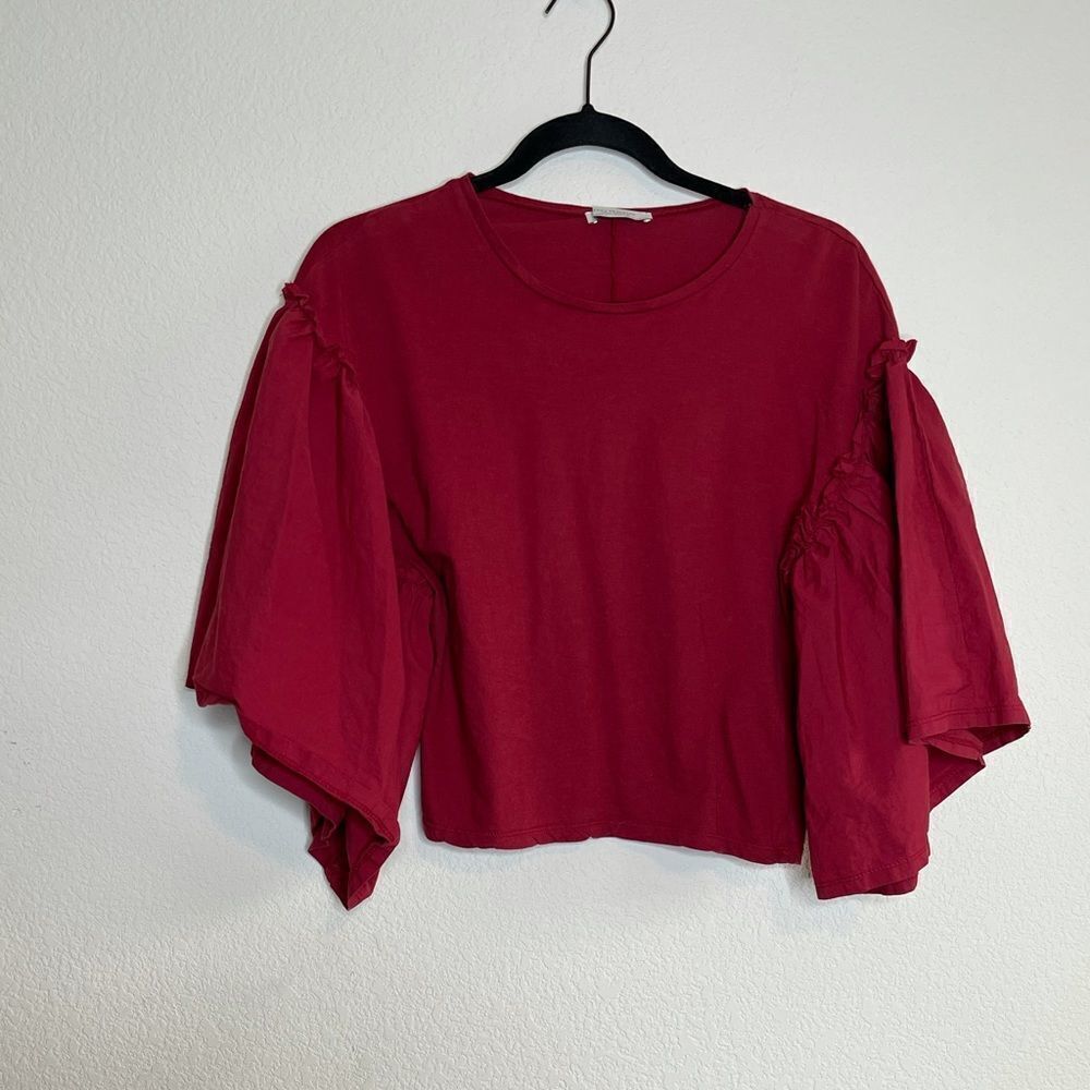 Zara exaggerated sleeve cropped blouse